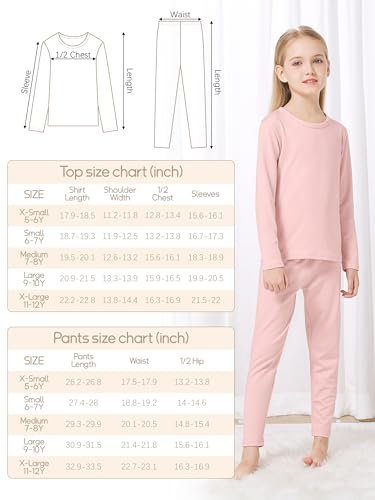 Vzv Girls Thermal Underwear Set Kids Thermal Set Fleece Lined Kids Base Layer Long Johns For Kids Top And Bottom For Winter Baby Pink thumb #1