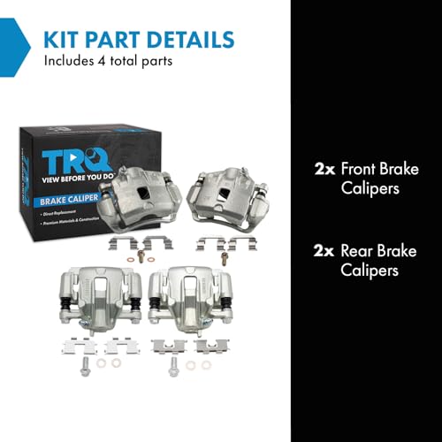 Image of TRQ Front and Rear Brake Caliper Set Zinc Coated Brackets Compatible with 2006-2008 Hyundai Sonata 2006-2010 Kia Optima