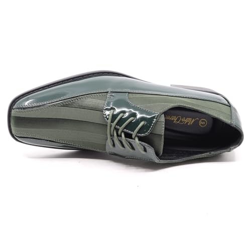 Image of Men's Oxford Lace up Striped Satin Patent Tuxedo Dress Shoes MC-179