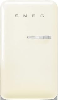 Smeg FAB10 50's Retro Style Aesthetic Refrigerator with 4.48 Cu Total Capacity, 2 Glass Shelves, LED Internal Light, 22-Inches, Cream Left Hand Hinge Made In Italy