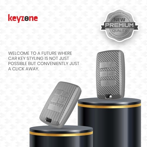 Image of keyzone Silverstar TPU Key Cover and Keychain for Jaguar XF, XJ, XE, F-PACE, F-Type, Range Rover Evoque, Velar, Discovery, LR4, Sport, 5-Button Smart Key (Silver)