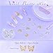 Nail Art Studs Kit, 12 grids 3D Charms and Pink Mix White Flower Heart Diamond Butterfly Cute Nail Jewels for DIY Decoration with Pickup Tools (White And Pink)