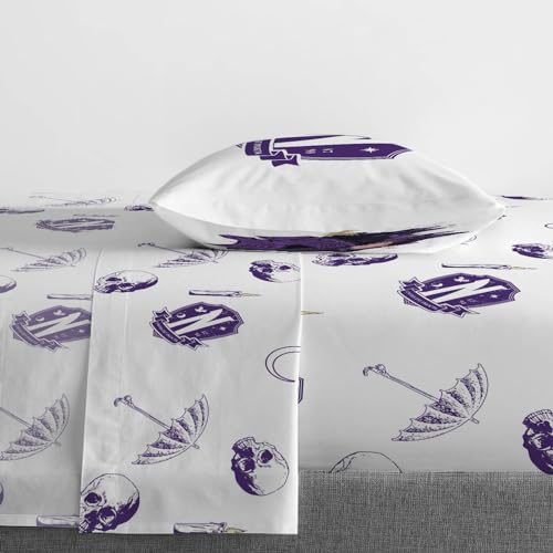 Image of Wednesday Addams Twin Comforter Set 5 Piece Gothic Bedding for Girls, Black | Bed in a Bag, Comforter Sheets Sham Pillowcase, Official Product, Soft Microfiber, Machine Washable, Girls Gift
