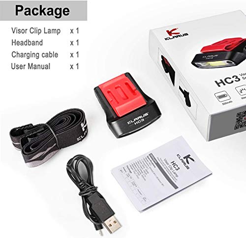 Klarus Hc3 Rechargeable Motion Sensor Cap Visor Light - 100 Lumens Cob Led Clip On Hat Light - Headlamp Flashlight With Red Light For Fishing Running Camping Reading #TOP6