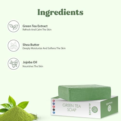 Image of Green Tea Soap With Shea Butter & Jojoba Oil | Cleanses, Calms & Nourishes | 100 g