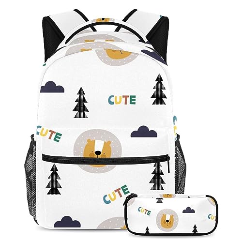 Sac de voyage pour étudiants style lion mignon avec trousse scolaire