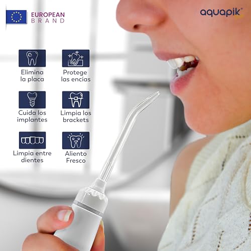 Irrigador dental Aquapik PRO sobremesa | 10 niveles de presión, Rotación 360º, 600 mL, 8 boquillas, manguera 100 cm, impermeable IPX7 | Elimina la placa, protege las encías y cuida tu ortodoncia - imagen 6