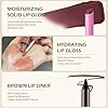 Lip Combo - 2 Colors Lip Gloss with Brown Lip Liner, Moisturizing Matte Click Lipstick Balm Non-Sticky Lip Oil Smooth Lip Liner Pencil High Shine Daily Plumping Lip Kit Makeup for Women