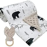 Baby Blankets for Boys Girls Soft Minky Blanket for Newborn Infant Toddler Used for Crib Stroller Nursery (Bear)