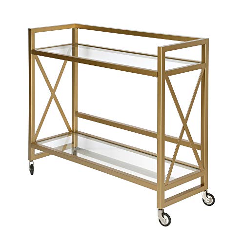 Image of Holly 38'' Wide Rectangular Bar Cart in Brass