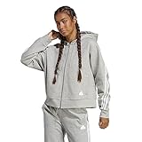 adidas Women's Future Icon Three Stripes Full-Zip Hoodie, Medium Grey Heather, X-Large