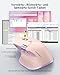 TECKNET Bluetooth kabellose Maus(BT 5.3/5.0+2,4G), Seitliches Mausrad, Superschnelles Scrollen, Wiederaufladbare Ergonomische, Maus Silent Mouse 4800 DPI, 7 Tasten, für Mac OS,Windows, Rosa
