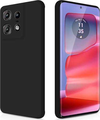 Image of DIZORO Microfiber Candy Case Compatible for Motorola Edge 50 Pro 5g Smooth Touch Cushion Liquid Soft Silicone Gel Rubber Phone Cases Non-Slip Full Body Protective Shockproof Back Cover (Black)