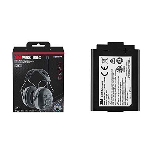 3M WorkTunes Connect + AM/FM Hearing Protector & ALPHA1100 Rechargeable Li-Ion Battery Pack for 3M WorkTunes Wireless, Peltor Sport Tactical