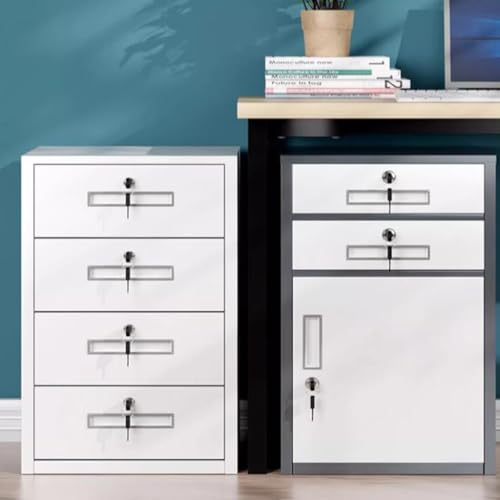 Slish - Archivador de metal marrón de ternera con 4 puertas con cerradura para documentos A4, ideal para oficina en casa
