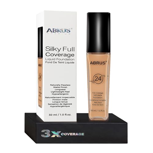 ABRUS Liquid Foundation – Long Lasting 24hr Concealer – Waterproof & Hydrating Foundation – Light Foundation for Flawless Matte Coverage – Suitable for All Skin Types