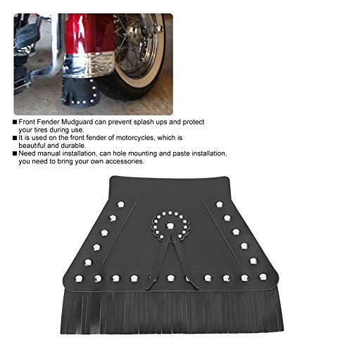 Image of Motorcycle Mud Flap, Fringed Leather Universal Motorcycle Front Flap Mudguard Cover(Black Long)