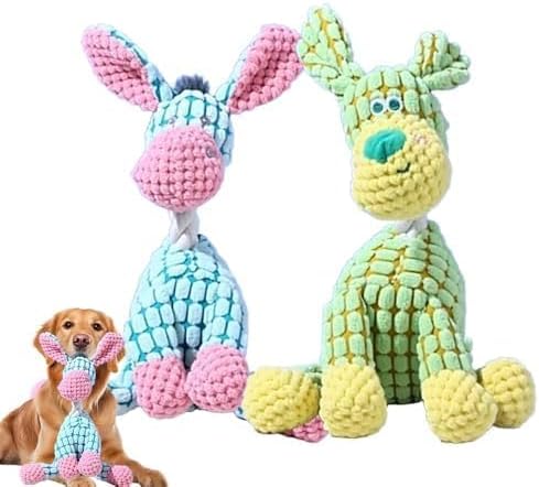 2026 New Durable Plush Dog Toys for Aggressive Chewers, Squeaky Chew Toy for Small Medium Large Dogs Puppy Teething Toys. (Blue+Green)
