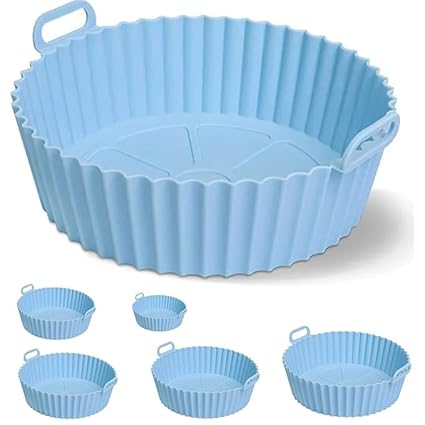 Air Fryer Silicone Liners Food Safe Non Stick Air Fryer Accessories, Reusable Basket Kitchen Air Fryers Oven Accessories Round Silicone Tray (Pack of 6 Multicolor)