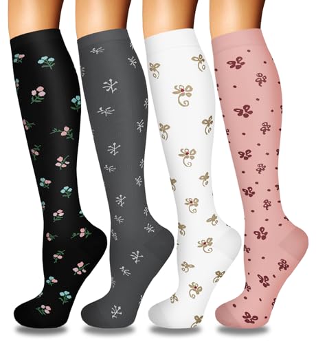 Image of 4 Pairs Compression Socks for Women Circulation-Best Support for Nurses,Running,Athletic,Travel
