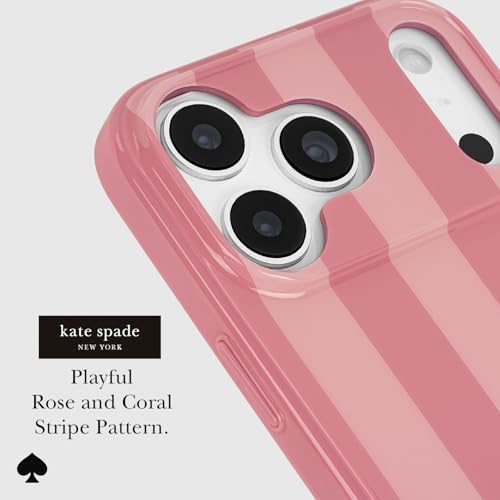 Image of kate spade new york iPhone 17 Pro Max Case - Compatible with MagSafe - Designer Phone Case - Stripe Rose Coral