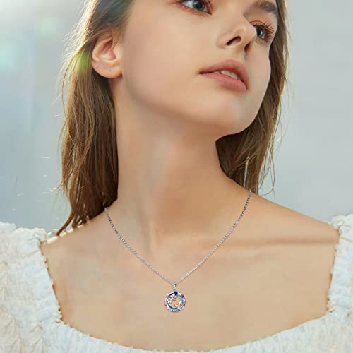 Aututer Butterfly Crystal Necklace Sterling Silver Flower Necklace Purple Butterfly Necklace Butterfly Jewelry For Women Teen Girls Back To School Gifts #TOP2