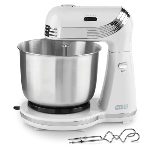 Dash Stand Mixer with 3 qt bowl, 6 speeds, white