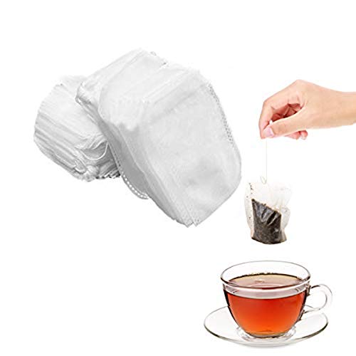 Bolsitas Filtros de Té - 100 pcs los Muselina Lazo Reutilizables para Especias Hierbas Té (8X10cm) Cover