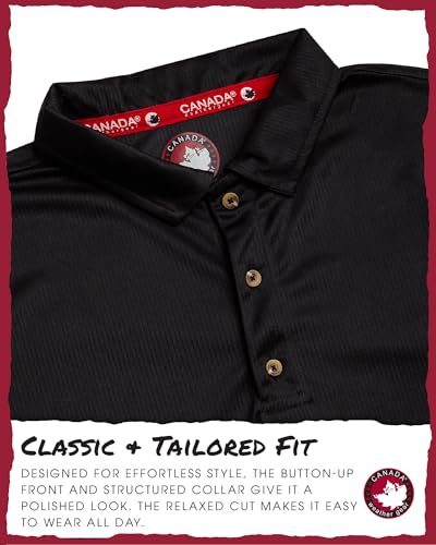 CANADA WEATHER GEAR Men's Polo Shirt - Athletic Performance Grid Classic Short Sleeve Active Fit Polo for Men (Sizes: S-XXL), Size X-Large, Black