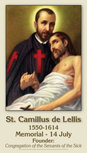 Cartes de prière St. Camillus plastifiées pour votre oratoire et vos voyages