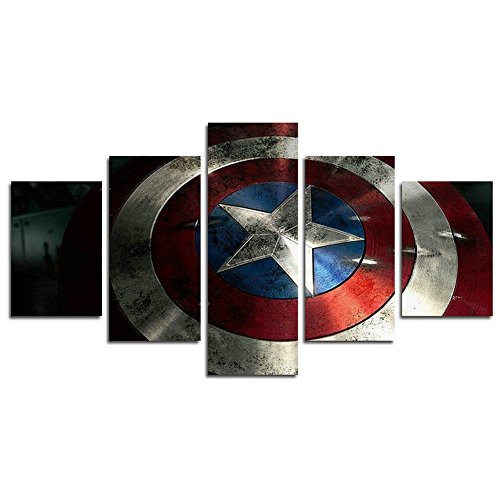 Leyrus 5 Piece Captain America Shield Painting for Living Room Home Decor Canvas Art Wall Poster (No Frame) Unframed YSH048 50 inch x30 inch