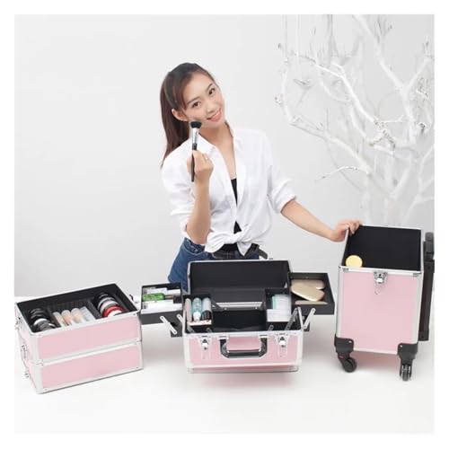 Mallette de maquillage combinée rose pour vos déplacements professionnels