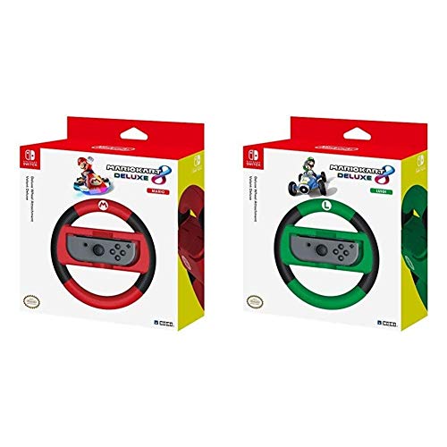 HORI Nintendo Switch Mario Kart 8 Deluxe Wheel (Mario Version) Officially Licensed By Nintendo - Nintendo Switch & Nintendo Switch Mario Kart 8 Deluxe Wheel (Luigi Version) Officially Licensed By Nintendo - Nintendo Switch