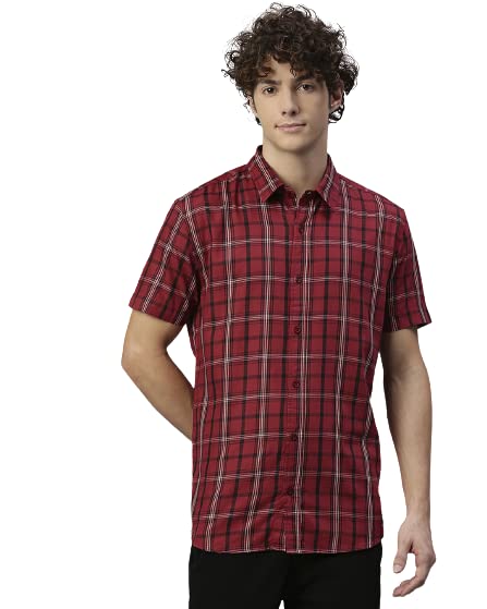 Chemise à carreaux en coton homme marron coupe ajustée L HIGH STAR