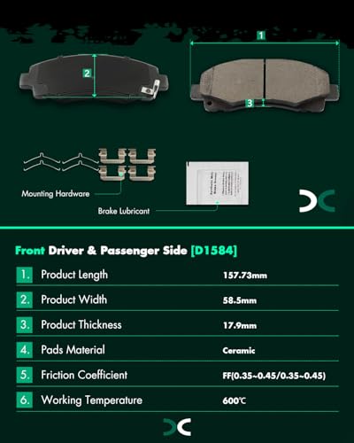 Image of SCITOO D1584 D1103 8PCS Front Ceramic Rear Semi-Metal Brake Pad Sets | Fit 2012-2014 For Honda For For Ridgeline 3.5L