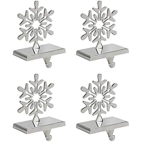 Iconikal Snowflake Stocking Holder, Chrome, 4-Pack Cover