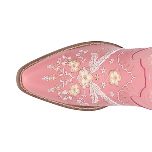 Image of Dingo Womens Full Bloom Floral Round Toe Casual Boots Knee High Mid Heel 2-3 inch