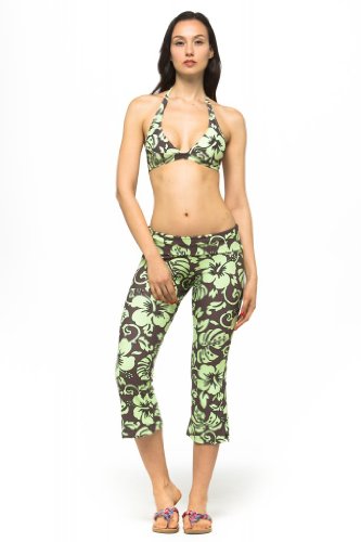 Private Island Women UPF 50+ Capri Bootcut Leggings Rash Guard Pants Beach Swimsuit Bathing Swim Bottom (XS, BwG)