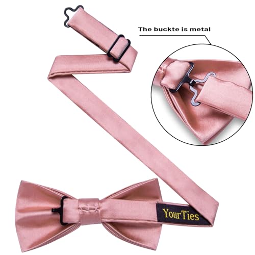 Image of YourTies Bow Ties for Men Pretied Bowties Solid Color Satin Bow Tie Formal Business Tuxedo Wedding Party Prom