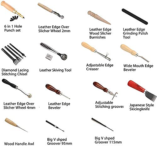 Yang Yao 18pcs Leather Hand Tools,Leather Tools,Leather Tooling Kits,Leather