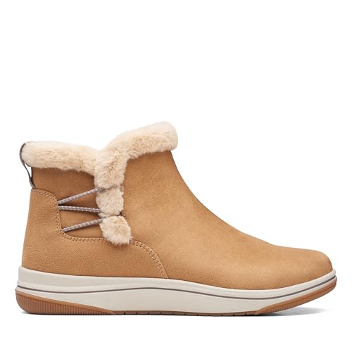 Clarks Damen Breeze Pelz Stiefeletten, Hellbraunes Textil, 9.5 Wide – Ansicht 6