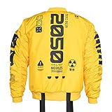 Fabric of the Universe Techwear Graphic Fashion Bomber Jacket (Gold Bomber Y-2050, X-Large)