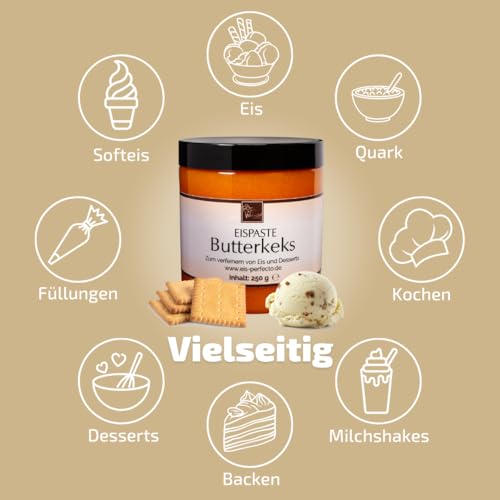 Butterkeks Eispaste Aroma Eis Desserts Pralinen Zum Verfeinern von leckerem Eis sowie Getränke Kuchen Kekse Tortencremes Eiscremes und mehr Inhalt 250 g – Bild 5