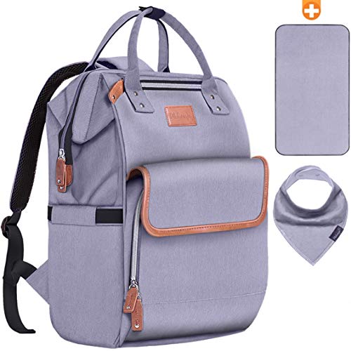 Sac à dos à langer avec poches intérieures pour articles bébé - Imperméable et antiodeur - Certifié sans polluants - OFFERT matelas à langer & bavoir