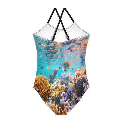 Girl's One Piece Swimsuit Underwater World Fishes Beach Bathing Swimwear2