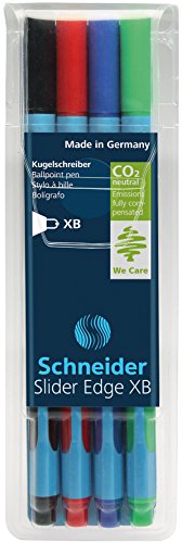 Image of Schneider Slider Edge XB Ballpoint Pen, Black /Red /Blue /Green, Set of 4 Pens (152294)