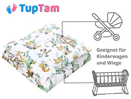 TupTam Baby Crib Pram Bedding Set Duvet Pillow - 4 pieces, Animals in leaves, 80x80 cm - Image 3
