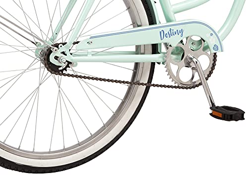 Schwinn Destiny or Baywood Cruiser Bikes, 24-26 Inch Bike for Kids and Adults, Navy Blue, Bright Blue, Sea Foam or Purple, Single Speed, with Basket or Rear Cargo Rack, for Girls, Boys and Adults - Image 6