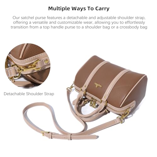 Image of Angel Kiss Women Satchel Purses and Handbags Vegan Leather Boston Barrel Bag Top Handle Shoulder Purse with Crossbody Strap | Vegan Leather