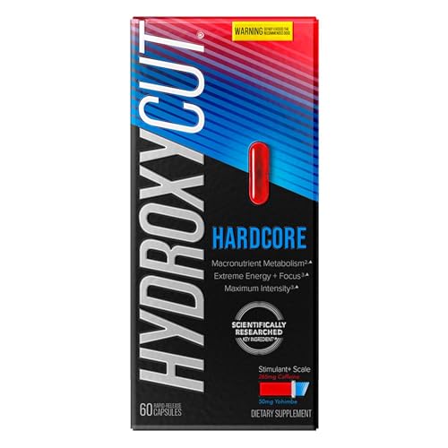 Hydroxycut Hardcore - 60 Rapid-Release Capsules - Thermogenic Calorie Burn, Extreme Energy + Focus, Maximum Intensity - for Women & Men